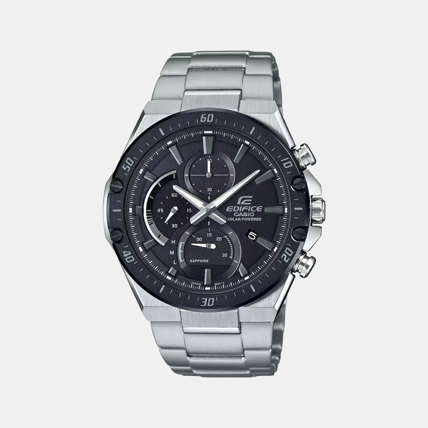 Edifice Men Quartz Black Dial Chronograph Stainless Steel Watch ED498