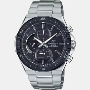 Edifice Men Quartz Black Dial Chronograph Stainless Steel Watch ED498