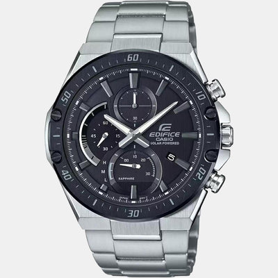 Edifice Men Quartz Black Dial Chronograph Stainless Steel Watch ED498