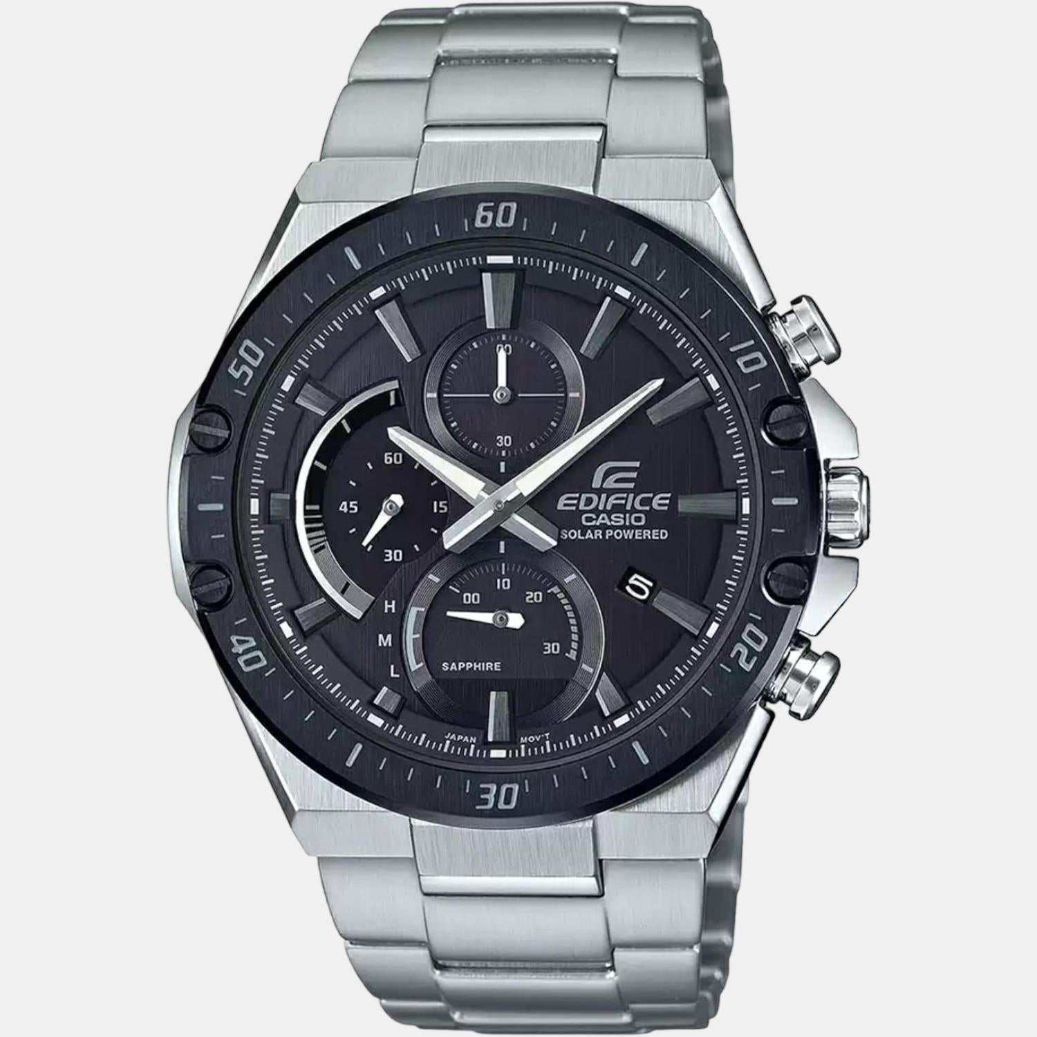 Edifice Men Quartz Black Dial Chronograph Stainless Steel Watch ED498