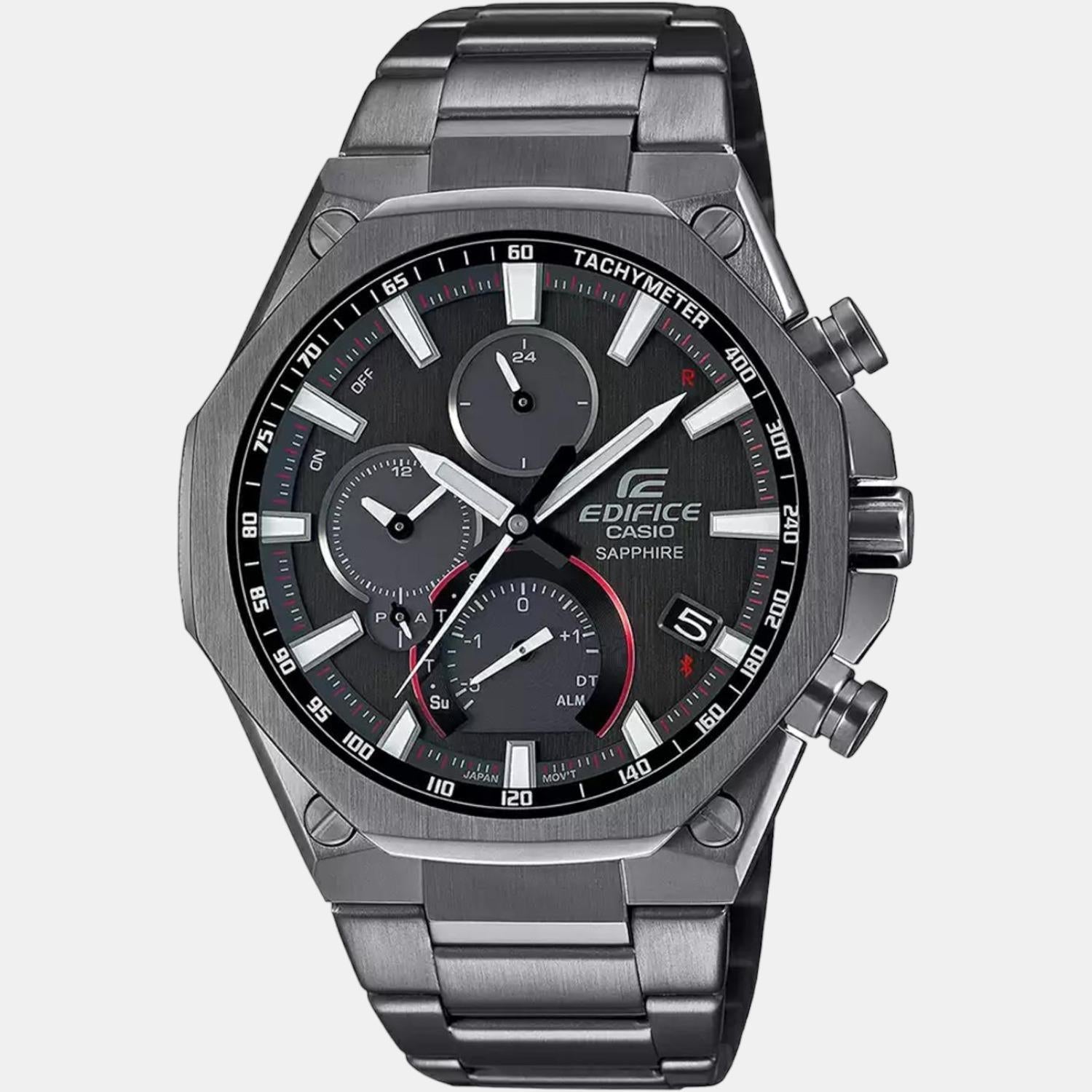 Edifice Men Quartz Black Dial Chronograph Stainless Steel Watch ED504
