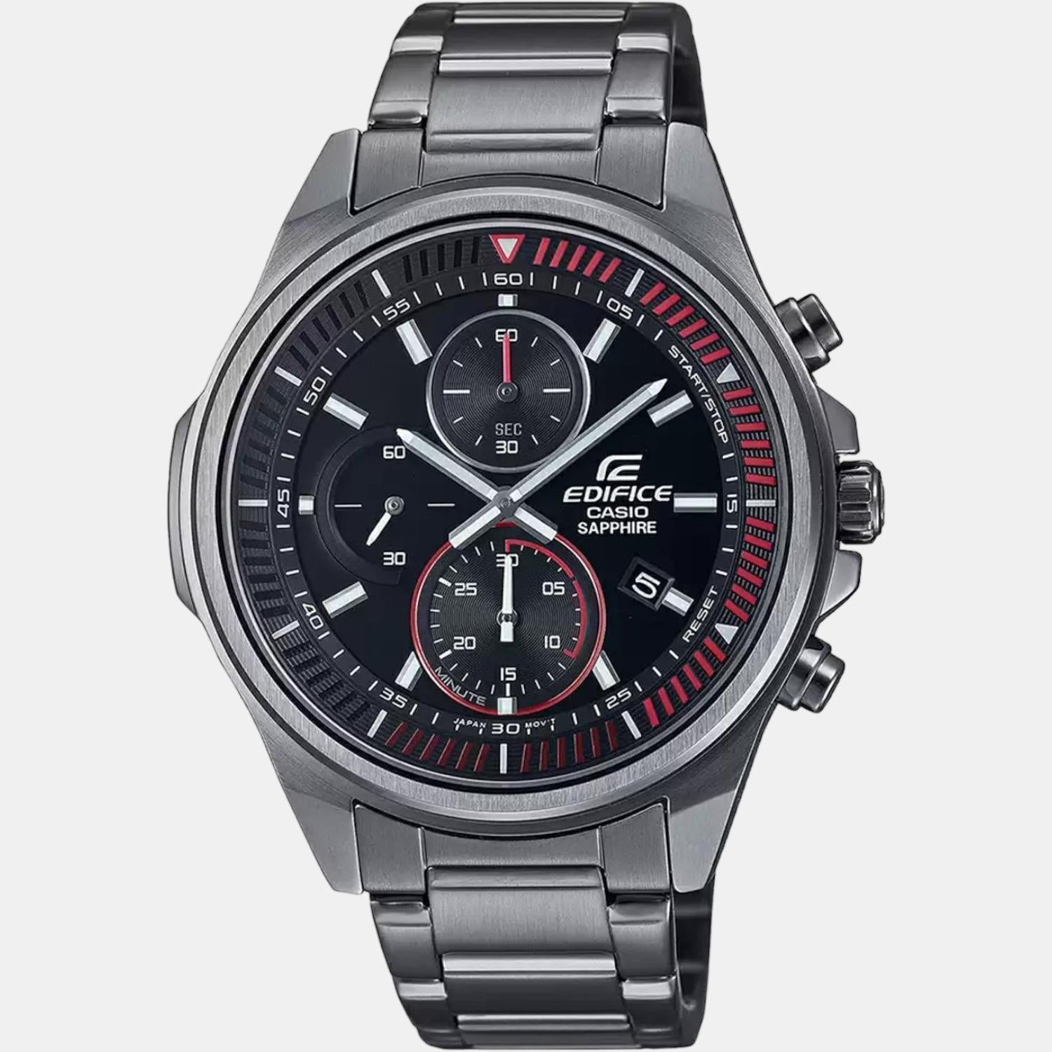 Edifice Men Quartz Black Dial Chronograph Stainless Steel Watch ED507