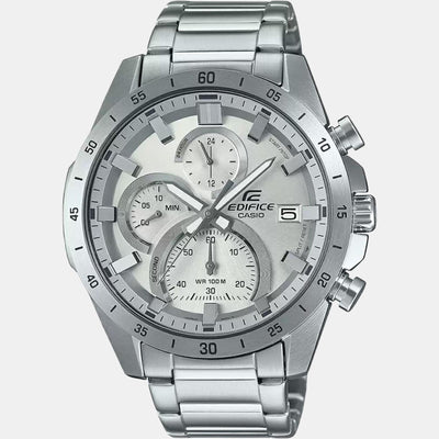 Edifice Men Quartz Silver Dial Chronograph Stainless Steel Watch ED516