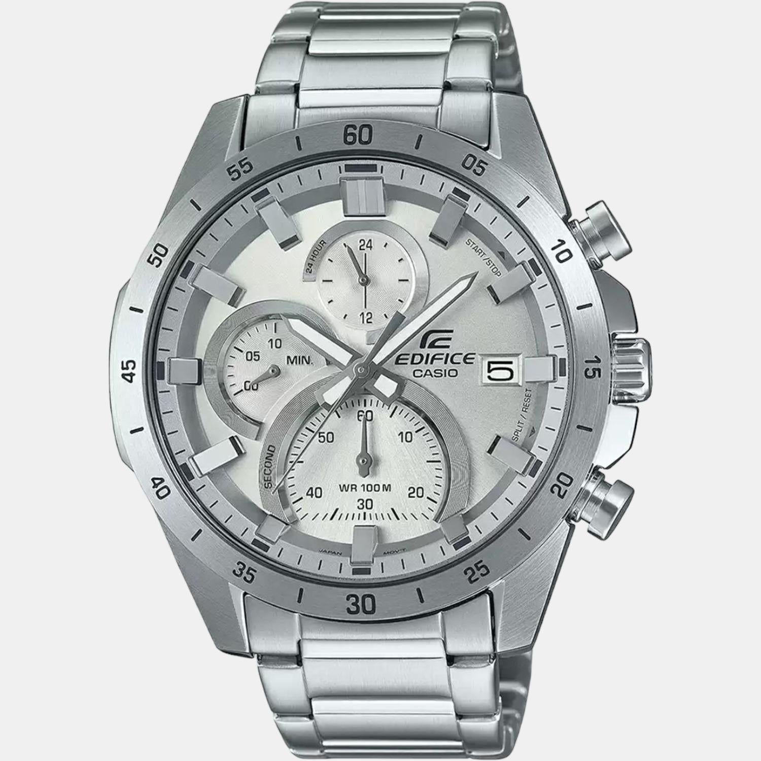 Edifice Men Quartz Silver Dial Chronograph Stainless Steel Watch ED516