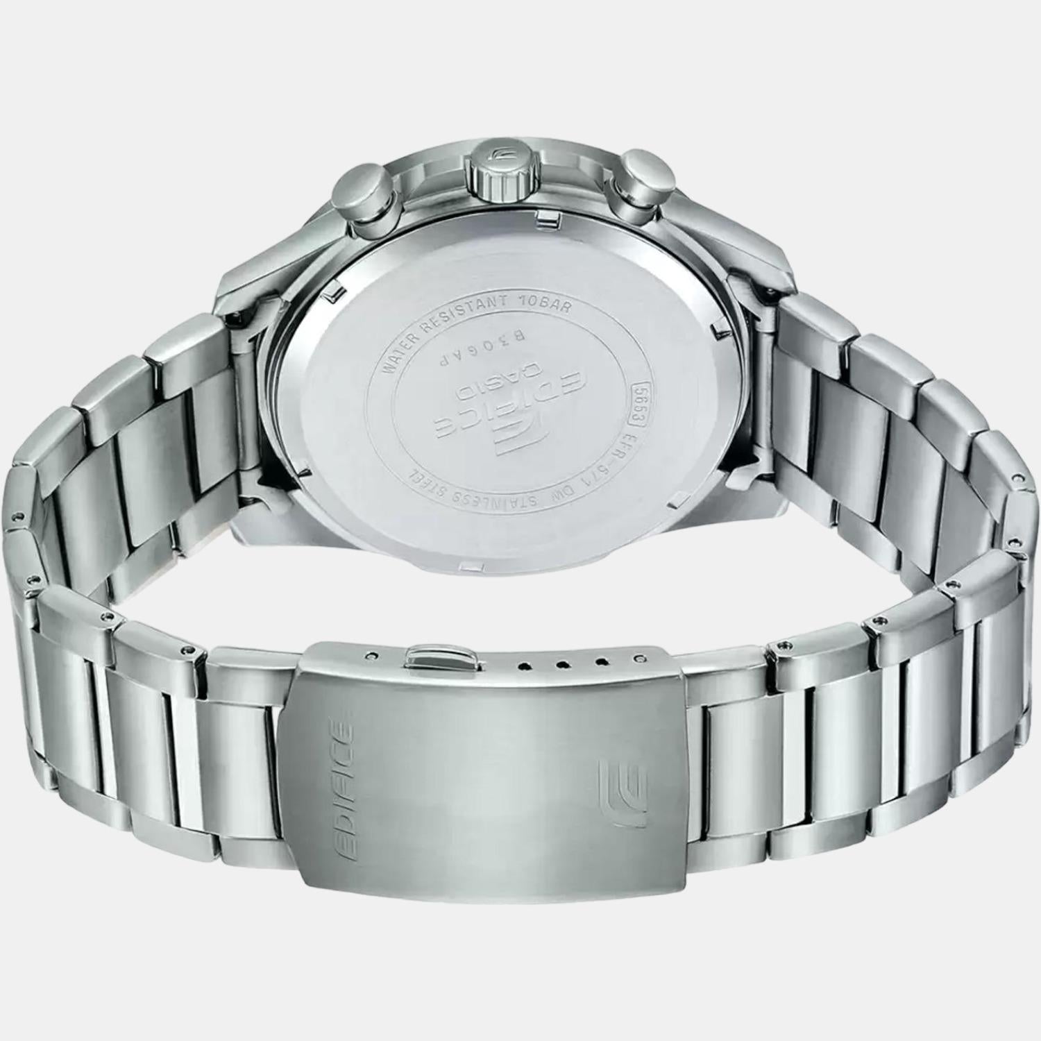 Edifice Men Quartz Silver Dial Chronograph Stainless Steel Watch ED516