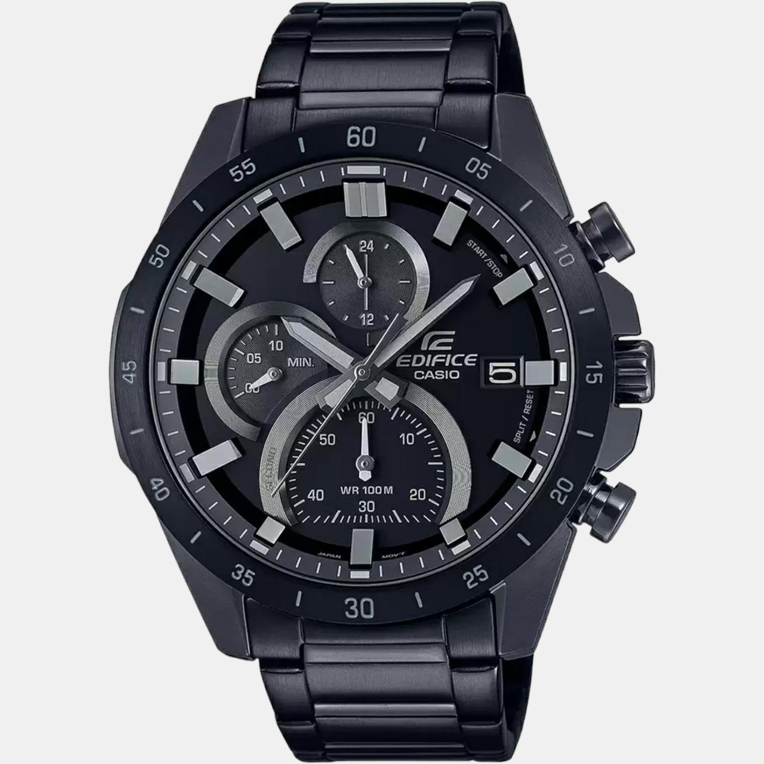 Edifice Men Quartz Black Dial Chronograph Stainless Steel Watch ED517