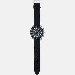 Edifice Men Quartz Black Dial Chronograph Leather Watch ED534