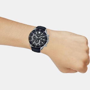 Edifice Men Quartz Black Dial Chronograph Leather Watch ED534