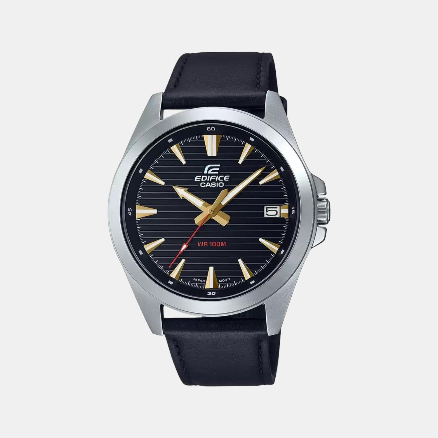 Edifice Men Quartz Black Dial Analog Leather Watch ED538