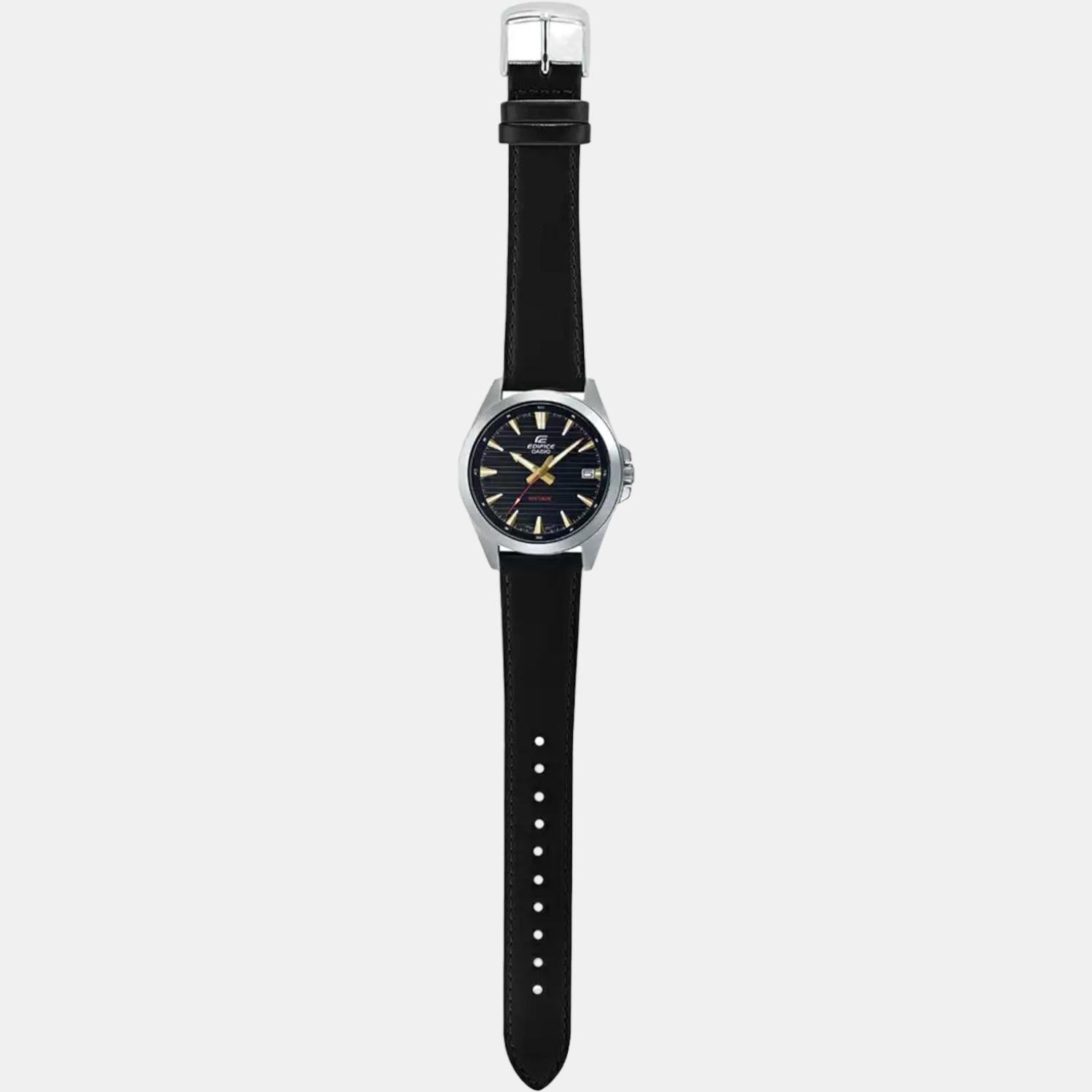 Edifice Men Quartz Black Dial Analog Leather Watch ED538