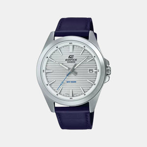 Edifice Men Quartz Silver Dial Analog Leather Watch ED541