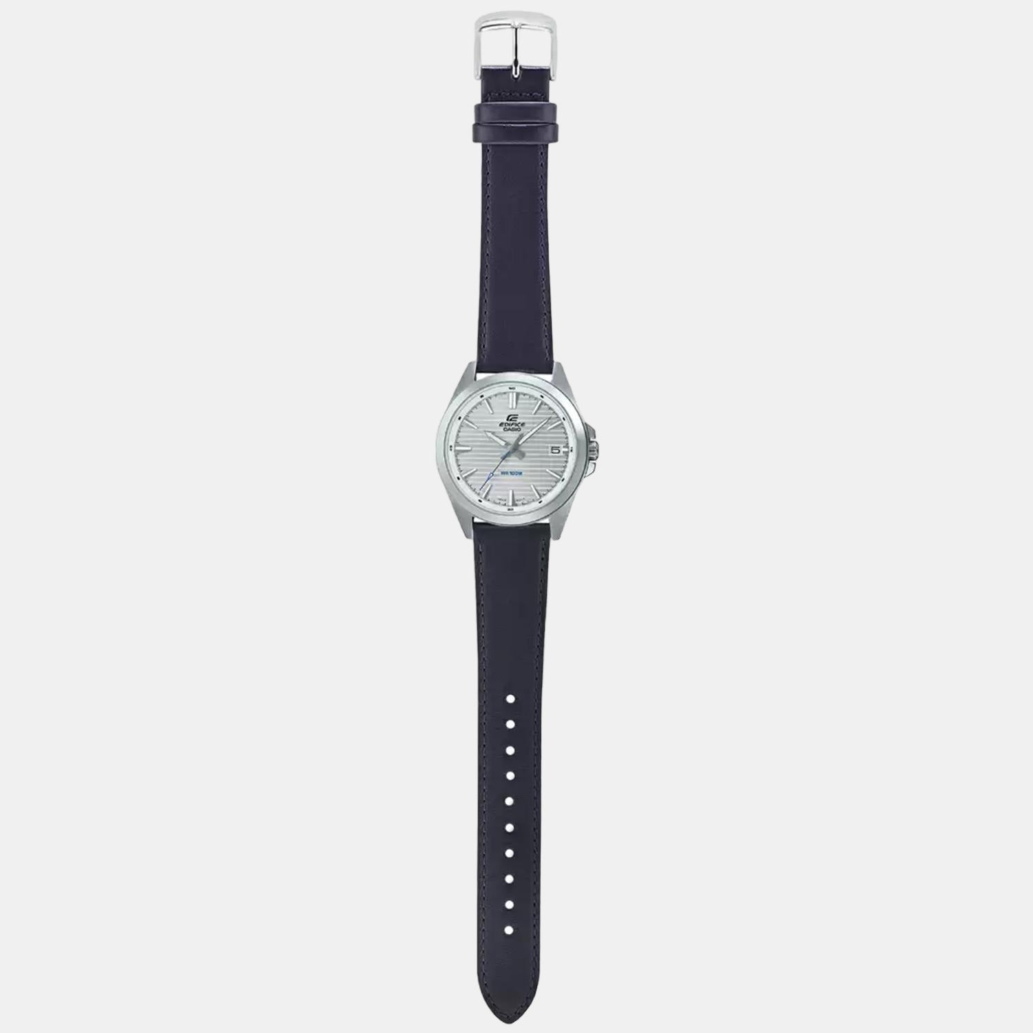 Edifice Men Quartz Silver Dial Analog Leather Watch ED541