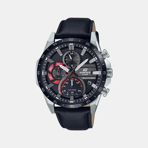 Edifice Men Quartz Black Dial Chronograph Leather Watch ED549