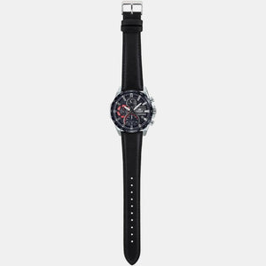Edifice Men Quartz Black Dial Chronograph Leather Watch ED549
