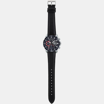 Edifice Men Quartz Black Dial Chronograph Leather Watch ED549