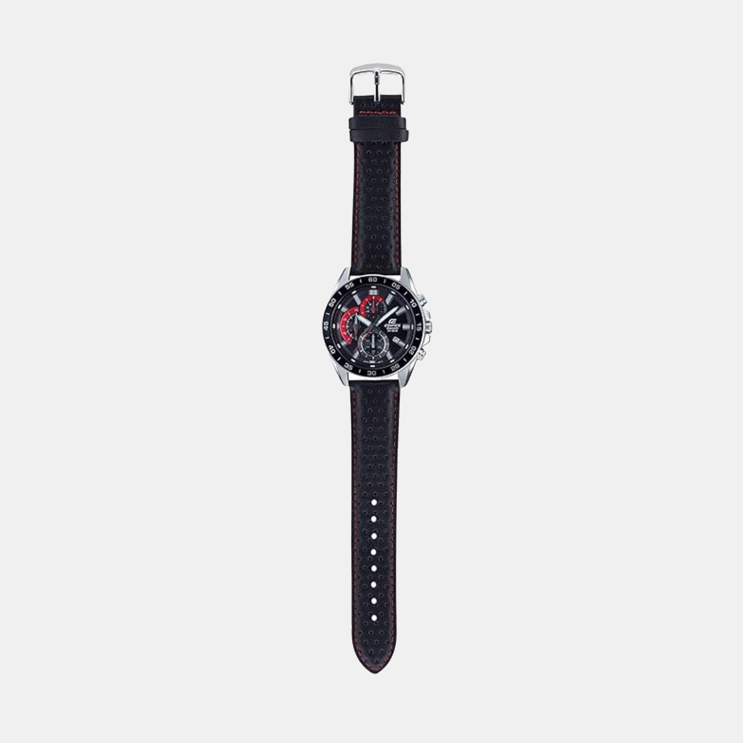 Edifice Men Quartz Black Dial Chronograph Leather Watch ED557