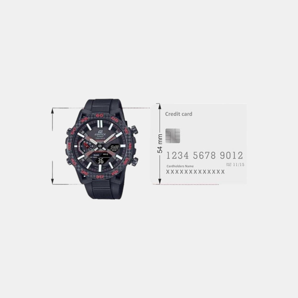 Edifice Men Quartz Black Dial Analog-Digital Resin Watch ED563