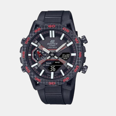 Edifice Men Quartz Black Dial Analog-Digital Resin Watch ED563