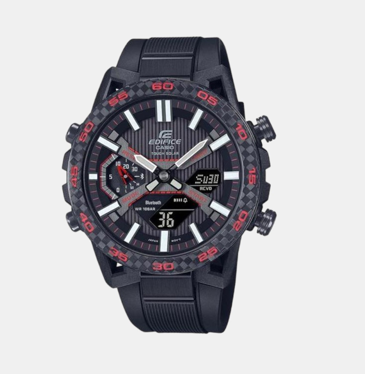 Edifice Men Quartz Black Dial Analog-Digital Resin Watch ED563