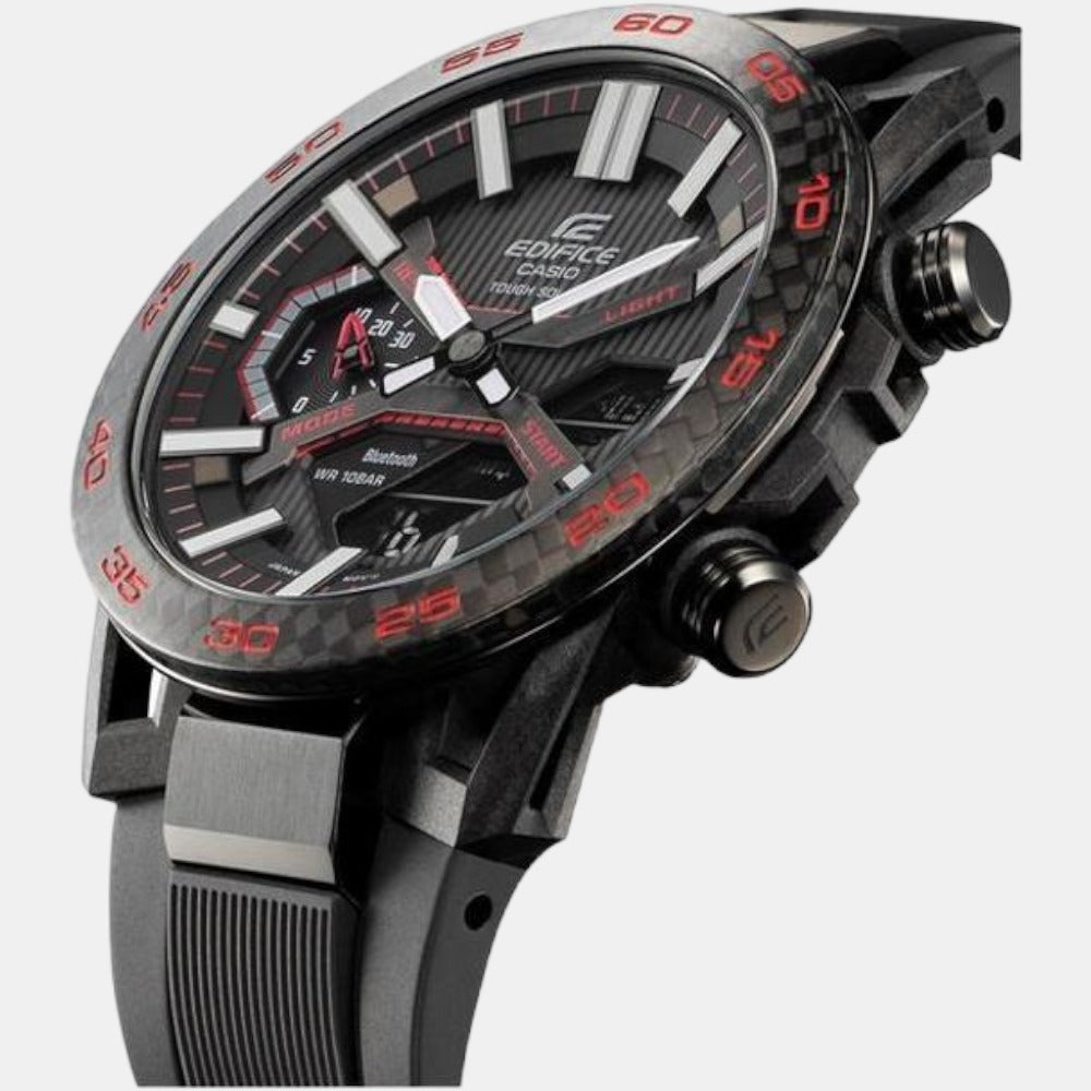 Edifice Men Quartz Black Dial Analog-Digital Resin Watch ED563