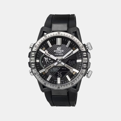 Edifice Men Quartz Black Dial Analog-Digital Resin Watch ED588