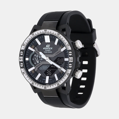 Edifice Men Quartz Black Dial Analog-Digital Resin Watch ED588