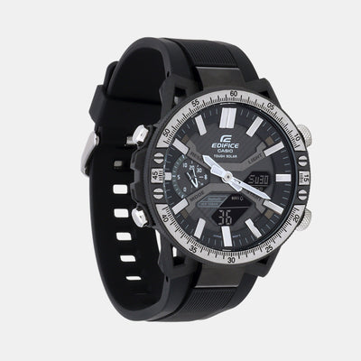 Edifice Men Quartz Black Dial Analog-Digital Resin Watch ED588