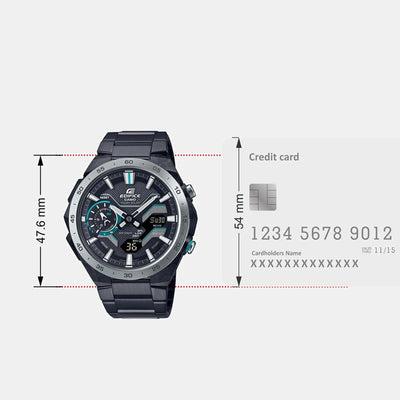 Edifice Men Quartz Black Dial Analog-Digital Stainless Steel Watch ED590