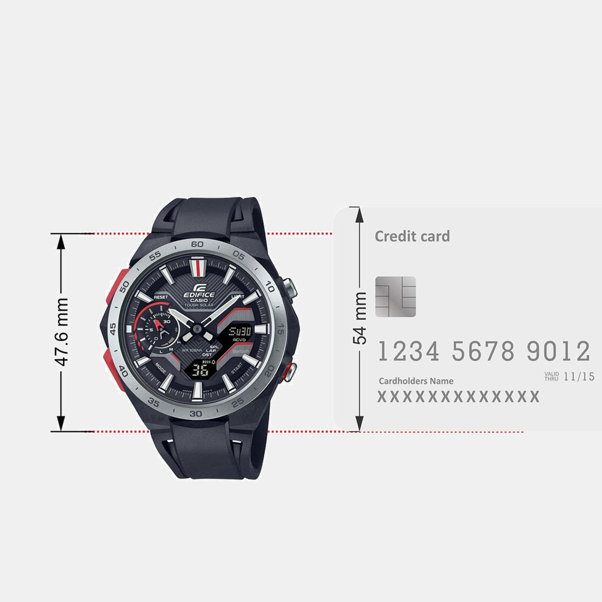 Edifice Men Quartz Black Dial Analog-Digital Resin Watch ED591