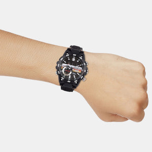 Edifice Men Quartz Black Dial Analog-Digital Leather Watch ED592