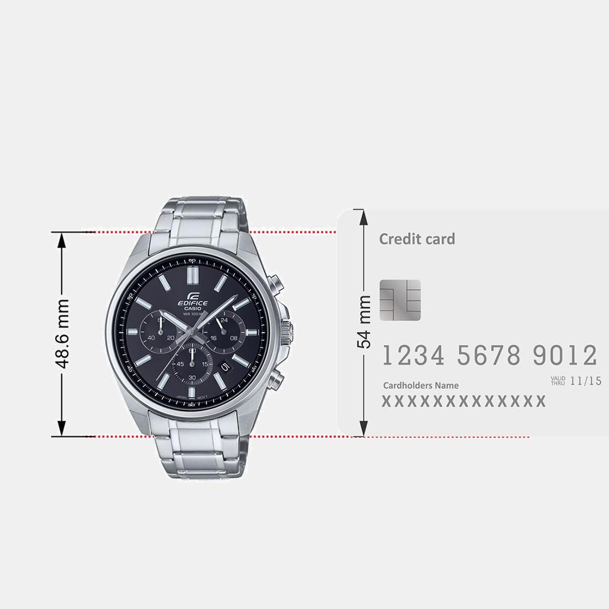 Edifice Men Quartz Black Dial Analog Stainless Steel Watch ED596