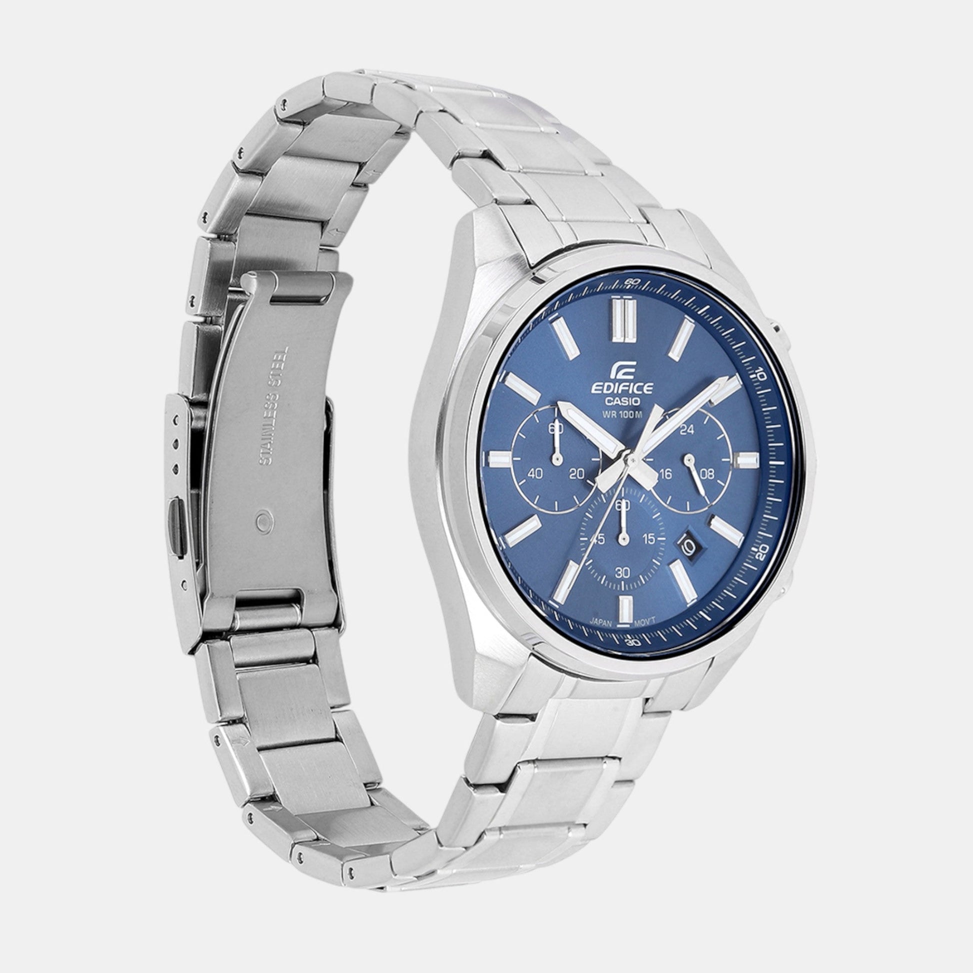 Edifice Men Quartz Blue Dial Chronograph Stainless Steel Watch ED597