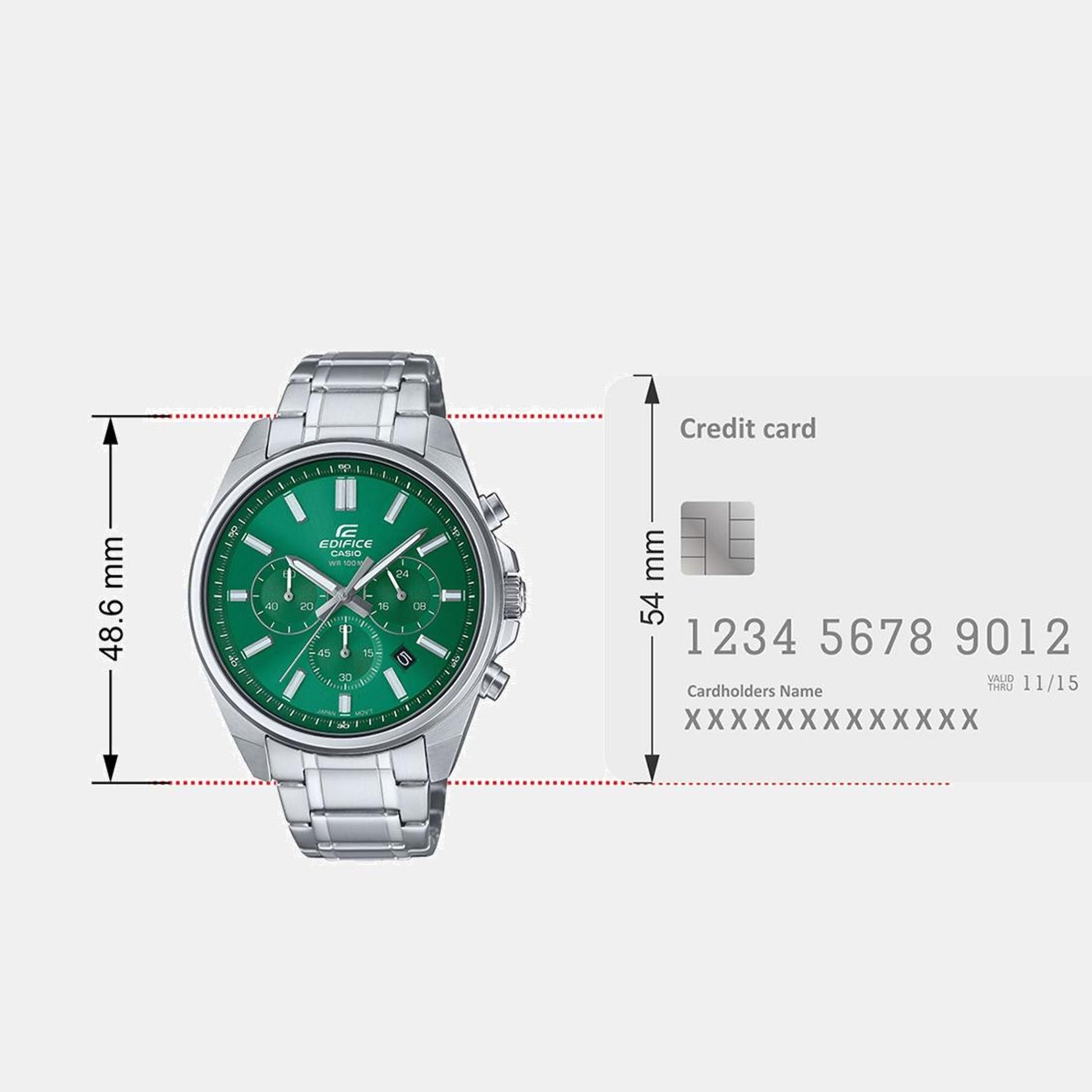 Edifice Men Quartz Green Dial Chronograph Stainless Steel Watch ED598