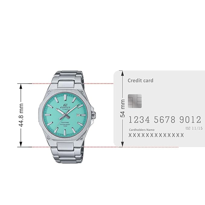 Edifice Men Quartz Turquoise Blue Dial Analog Stainless Steel Watch ED604
