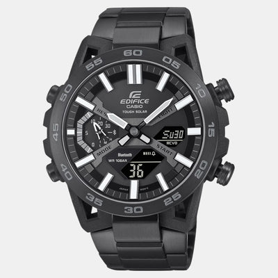 Edifice Men Quartz Black Dial Analog-Digital Stainless Steel Watch ED608