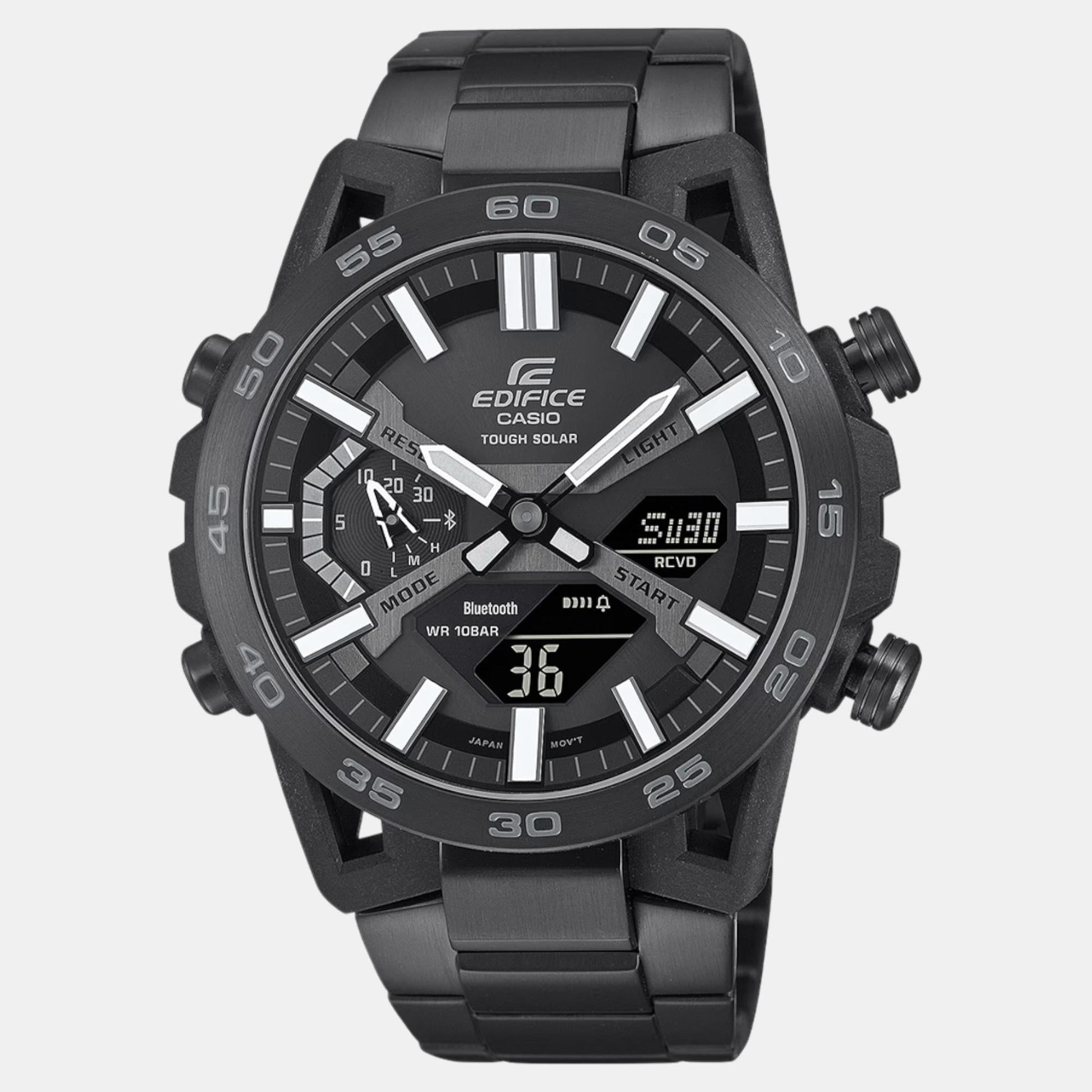 Edifice Men Quartz Black Dial Analog-Digital Stainless Steel Watch ED608