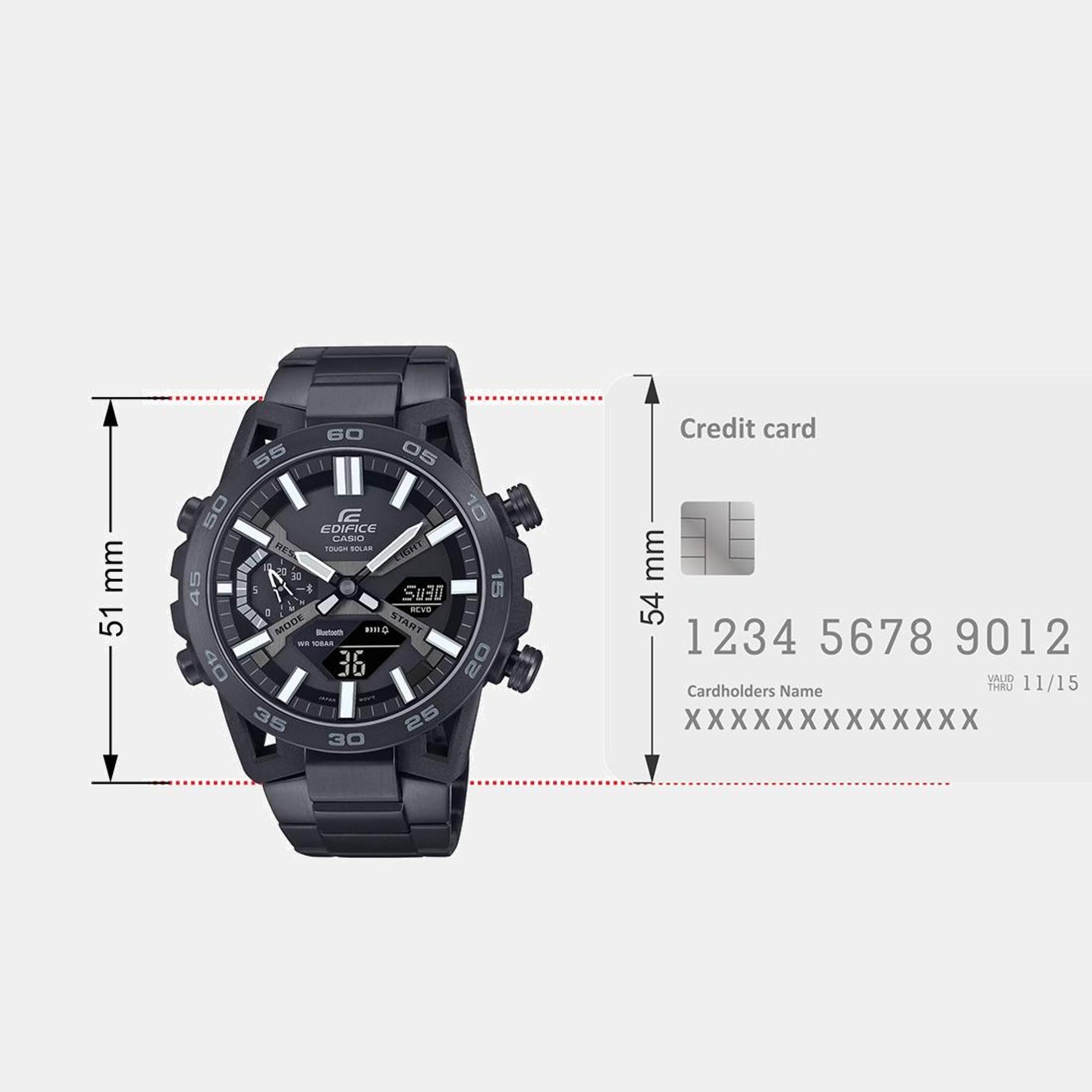 Edifice Men Quartz Black Dial Analog-Digital Stainless Steel Watch ED608