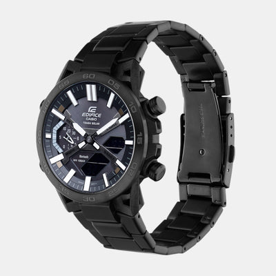 Edifice Men Quartz Black Dial Analog-Digital Stainless Steel Watch ED608