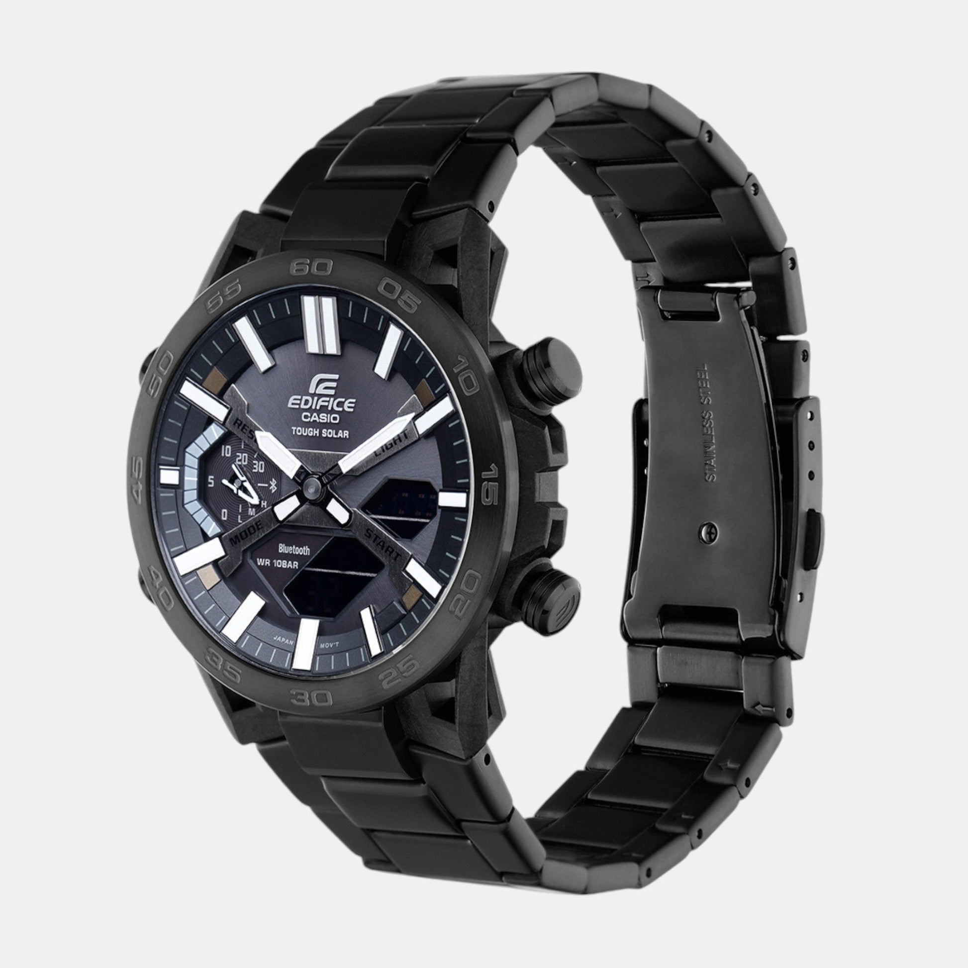 Edifice Men Quartz Black Dial Analog-Digital Stainless Steel Watch ED608
