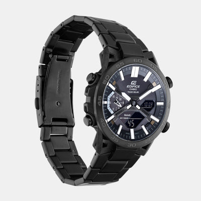 Edifice Men Quartz Black Dial Analog-Digital Stainless Steel Watch ED608