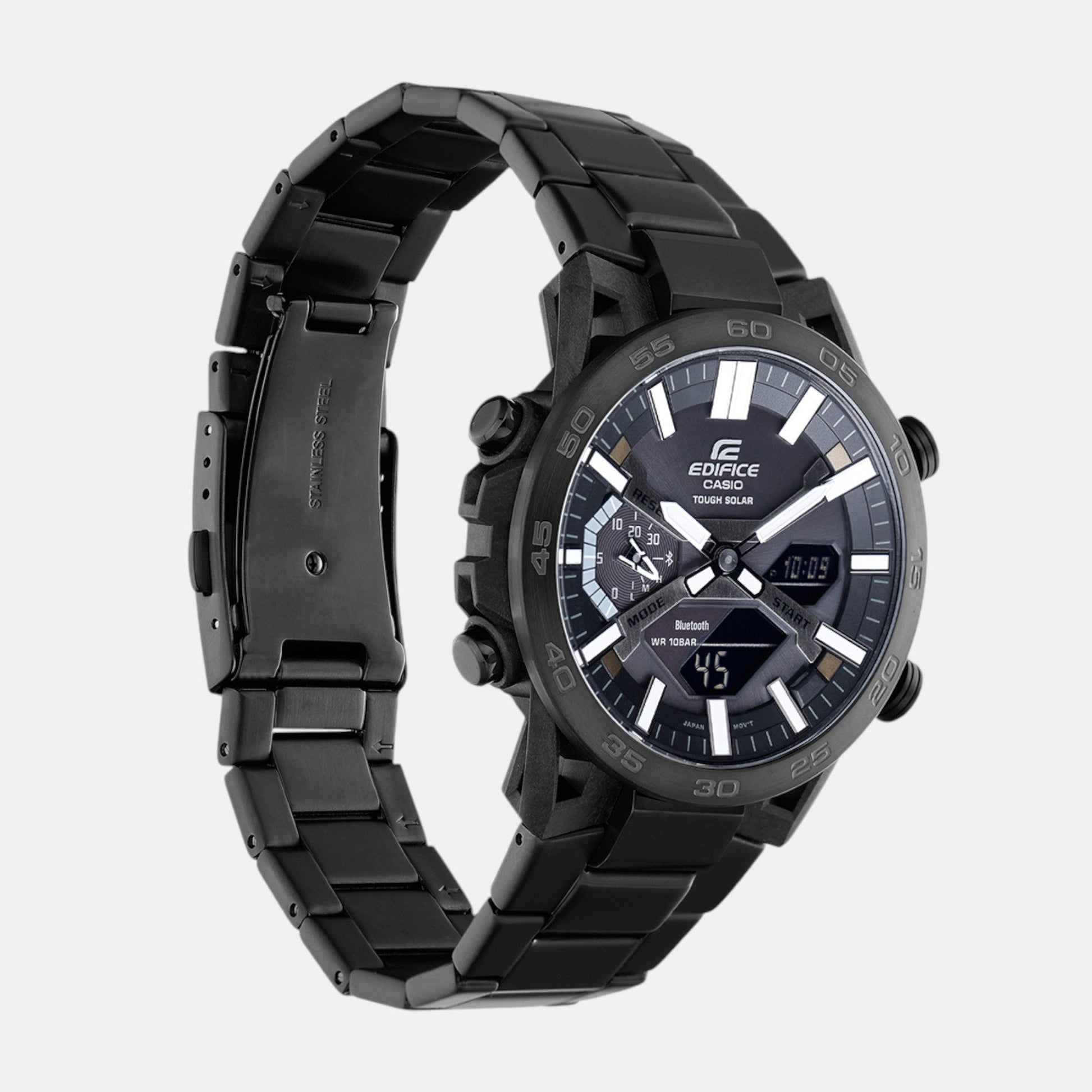 Edifice Men Quartz Black Dial Analog-Digital Stainless Steel Watch ED608