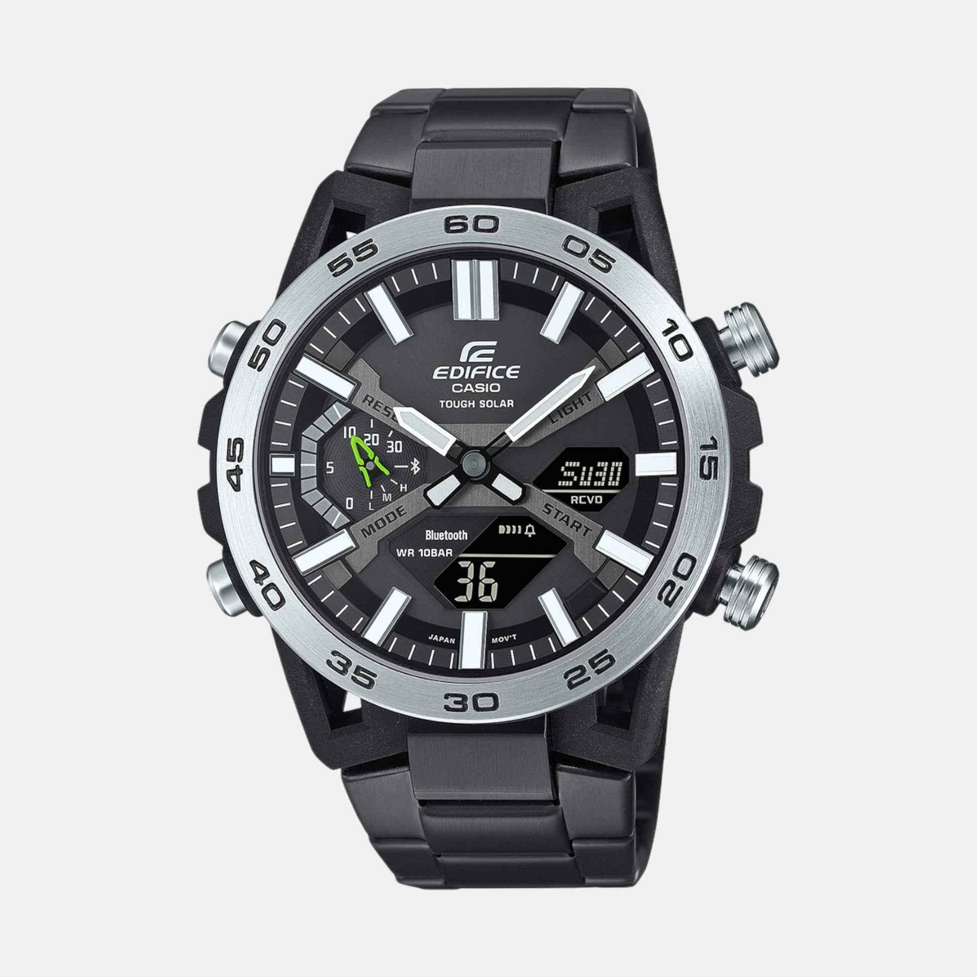 Edifice Men Quartz Black Dial Analog-Digital Stainless Steel Watch ED609