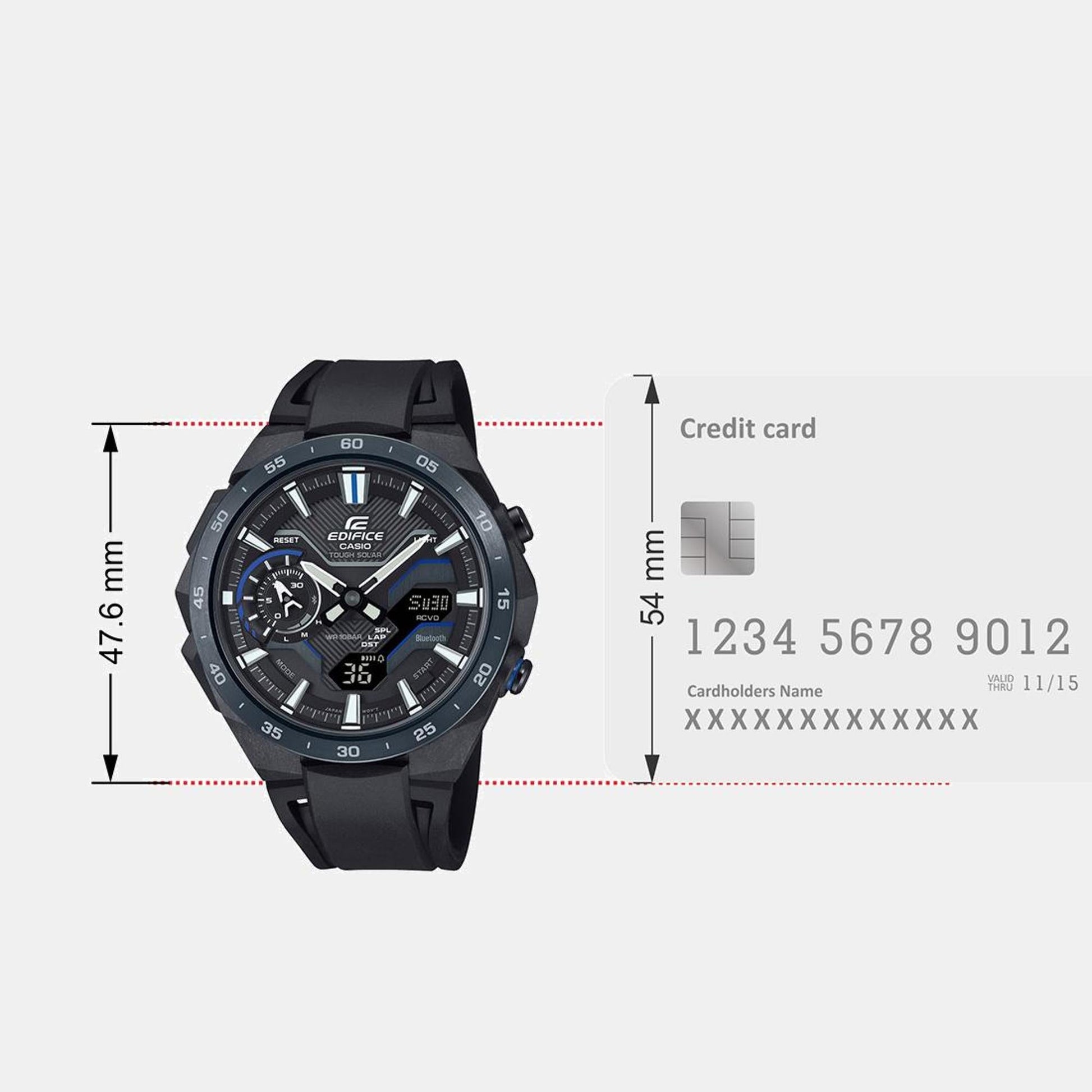 Edifice Men Solar Black Dial Analog-Digital Resin Watch ED611