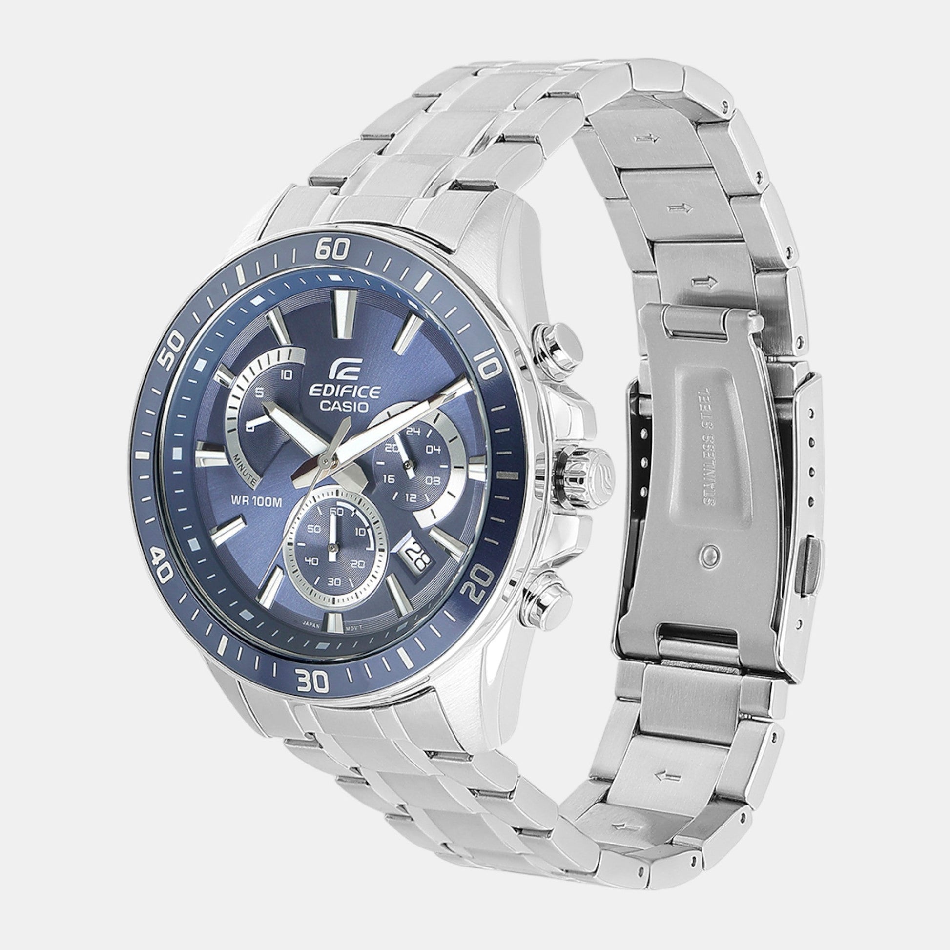 Edifice Men Quartz Grayish Blue Dial Chronograph Stainless Steel Watch ED615