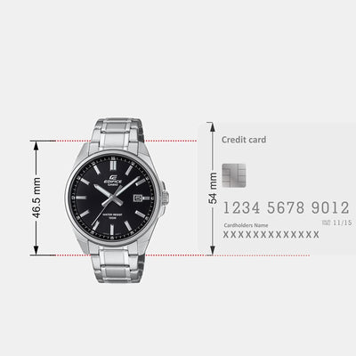 Edifice Men Quartz Black Dial Analog Stainless Steel Watch ED618