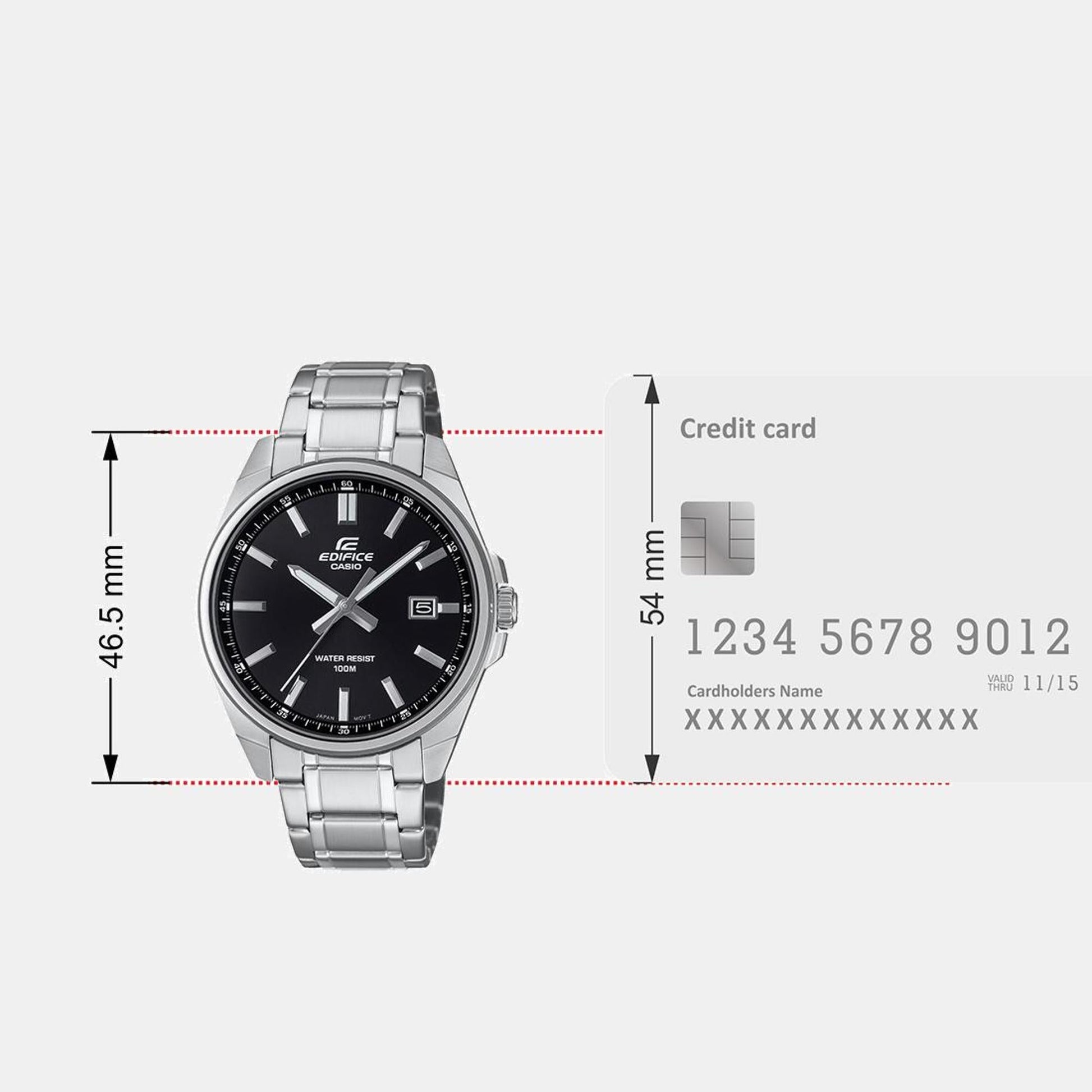 Edifice Men Quartz Black Dial Analog Stainless Steel Watch ED618