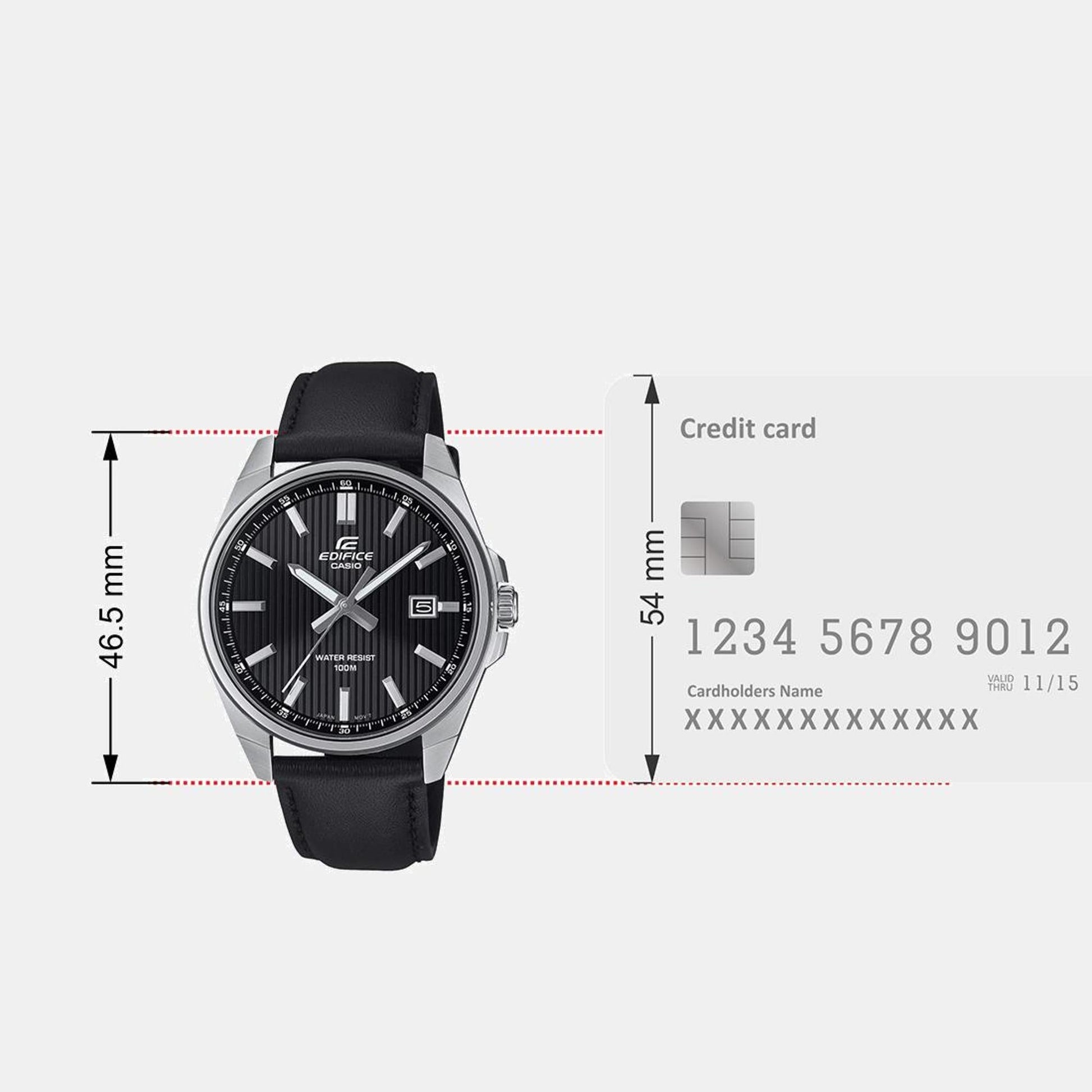 Edifice Men Quartz Black Dial Analog Leather Watch ED621