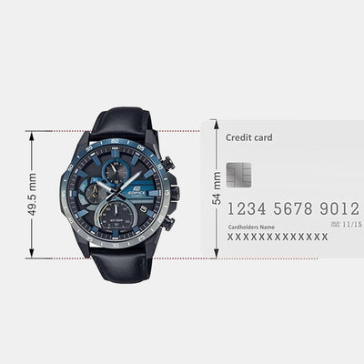 Edifice Men Quartz Blue Dial Multi-Function Leather Watch ED623