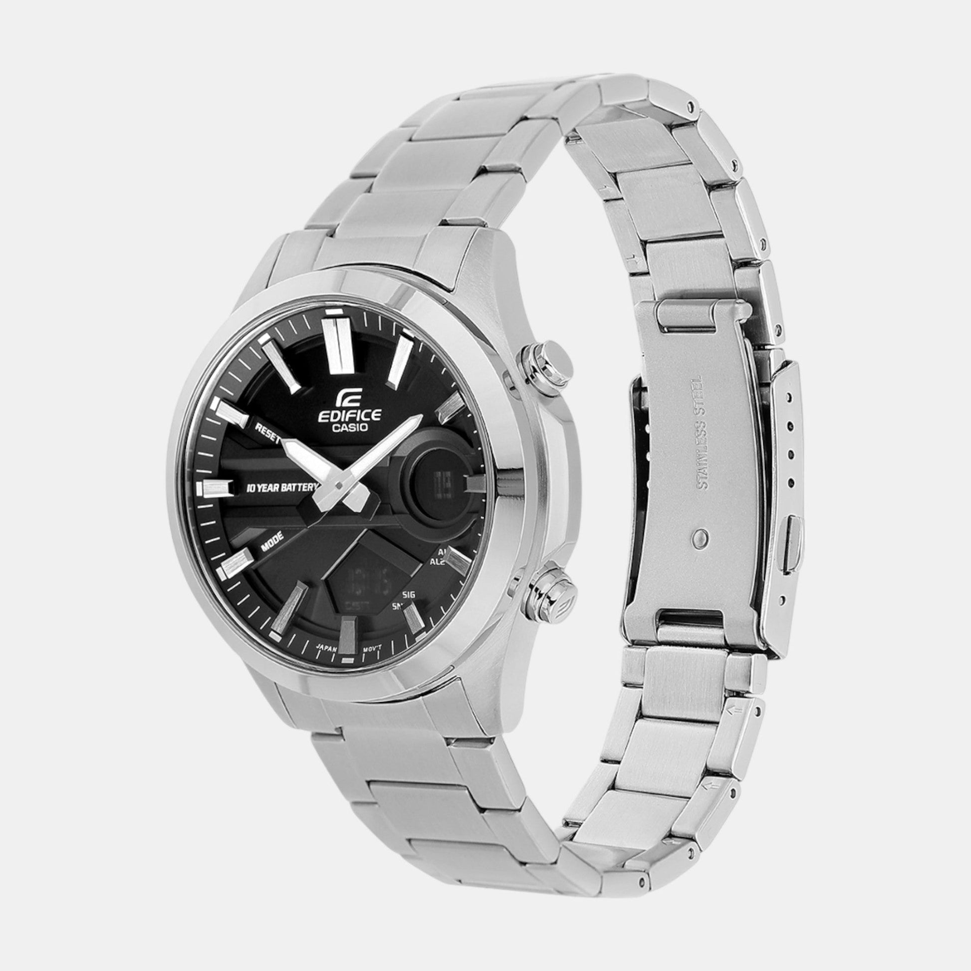 Edifice Men Quartz Black Dial Analog-Digital Stainless Steel Watch ED624