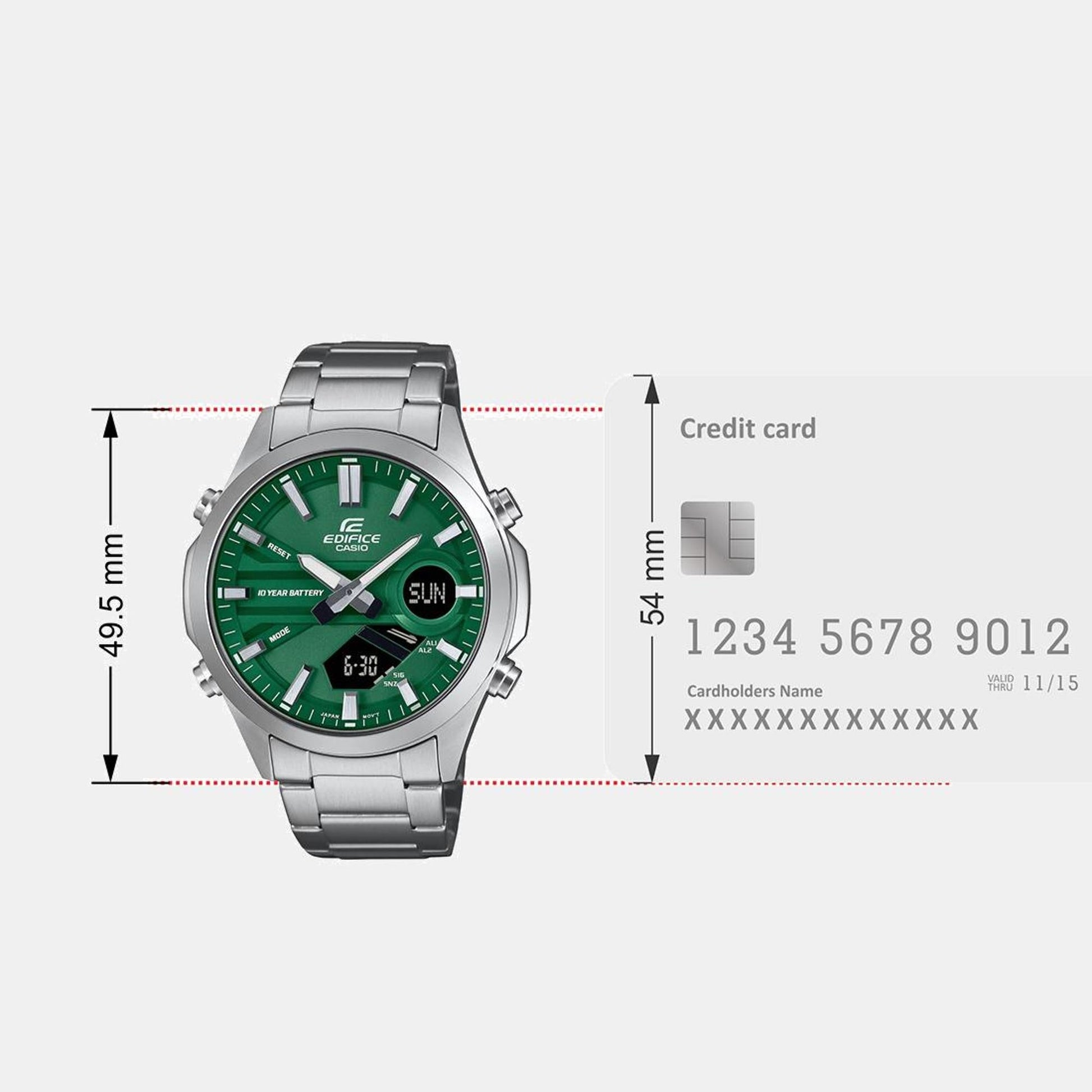 Edifice Men Quartz Green Dial Analog-Digital Stainless Steel Watch ED626
